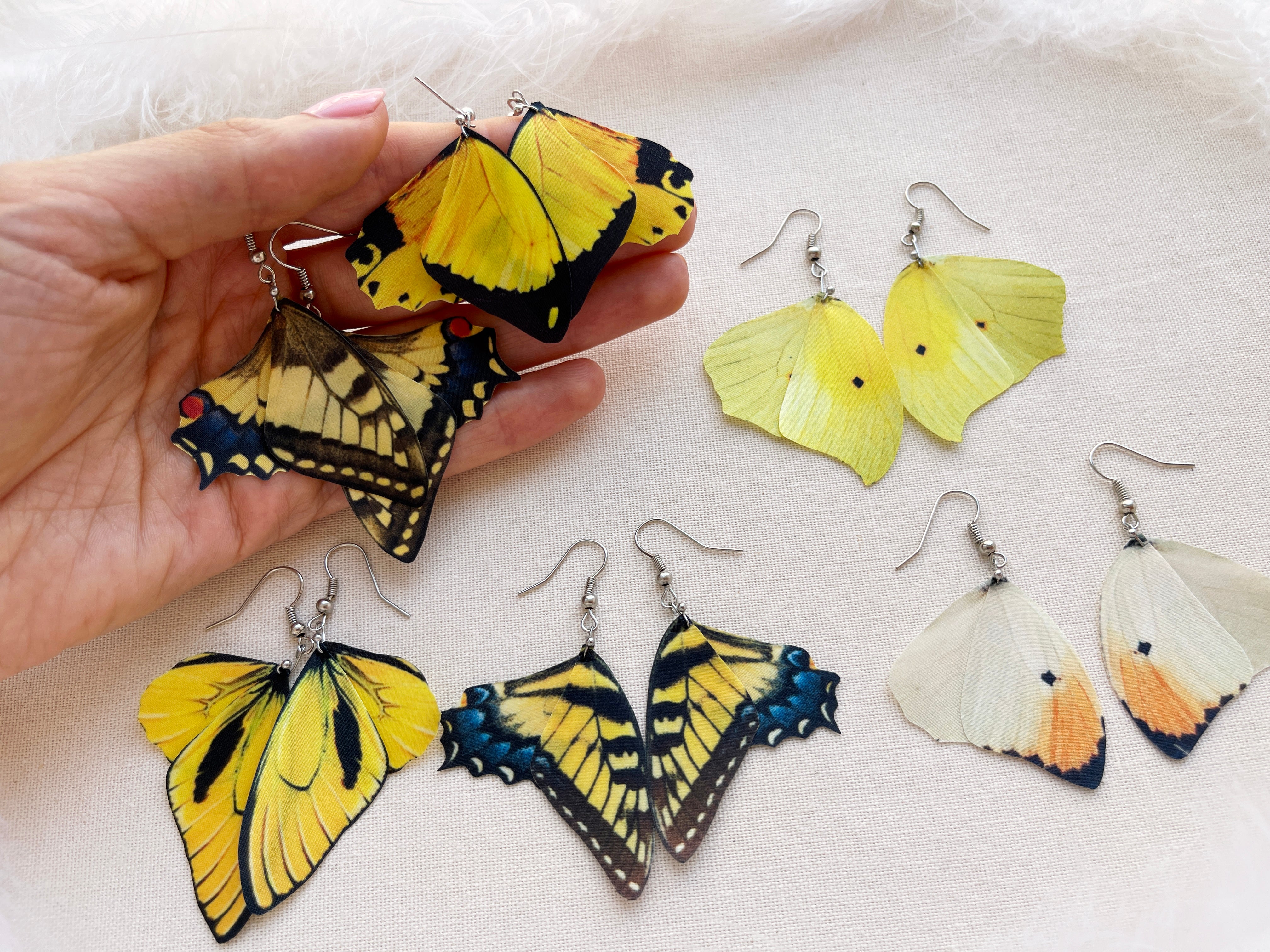 Yellow butterfly earrings by me (design adapted from Michael Lafosse's  butterfly, paper is tissue foil ) : r/origami